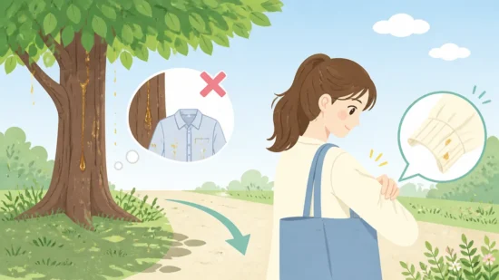 樹液のシミの落とし方|服・車・手についた汚れをやさしく落とすコツ