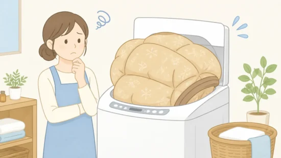 洗濯機でこたつ布団がパンパン!洗える目安と正しい入れ方