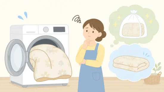 洗濯機でこたつ布団がパンパン!洗える目安と正しい入れ方