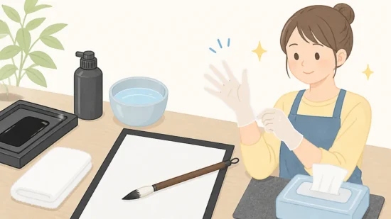 習字の墨が手についたときの落とし方と肌にやさしいお手入れ方法